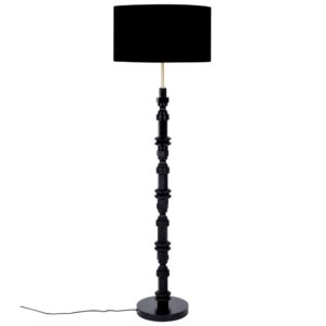 Černá látková stojací lampa ZUIVER TOTEM 148 cm