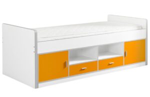 Oranžová postel se zásuvkami Vipack Bonny 90 x 200 cm